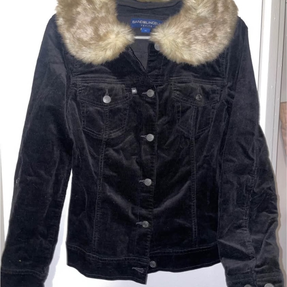 Banana Republic Black Jean Jacket with Faux Fur Collar
